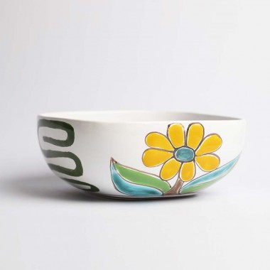 Sicilian ceramic Salad Bowl Folk Flowers CTQ22FC de simone pottery Sicilian ceramic Salad Bowl Folk Flowers CTQ22FC de simone pottery